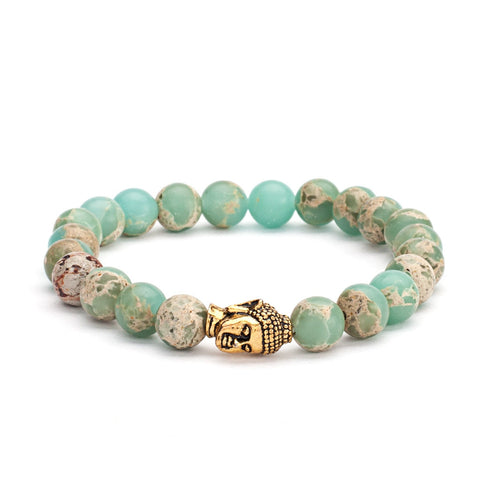 Mala armband, pastellfärgad serpentin, buddha