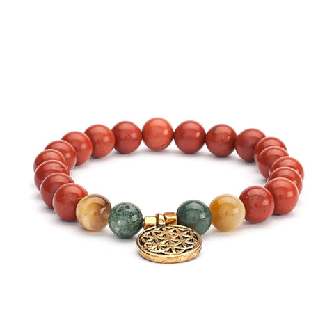 Mala Armband - Red Jaspis, Moss Agate & Tiger Eye