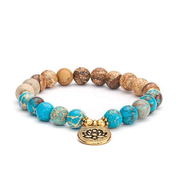 Mala armband, taveljaspis & turkos, lotusberlock