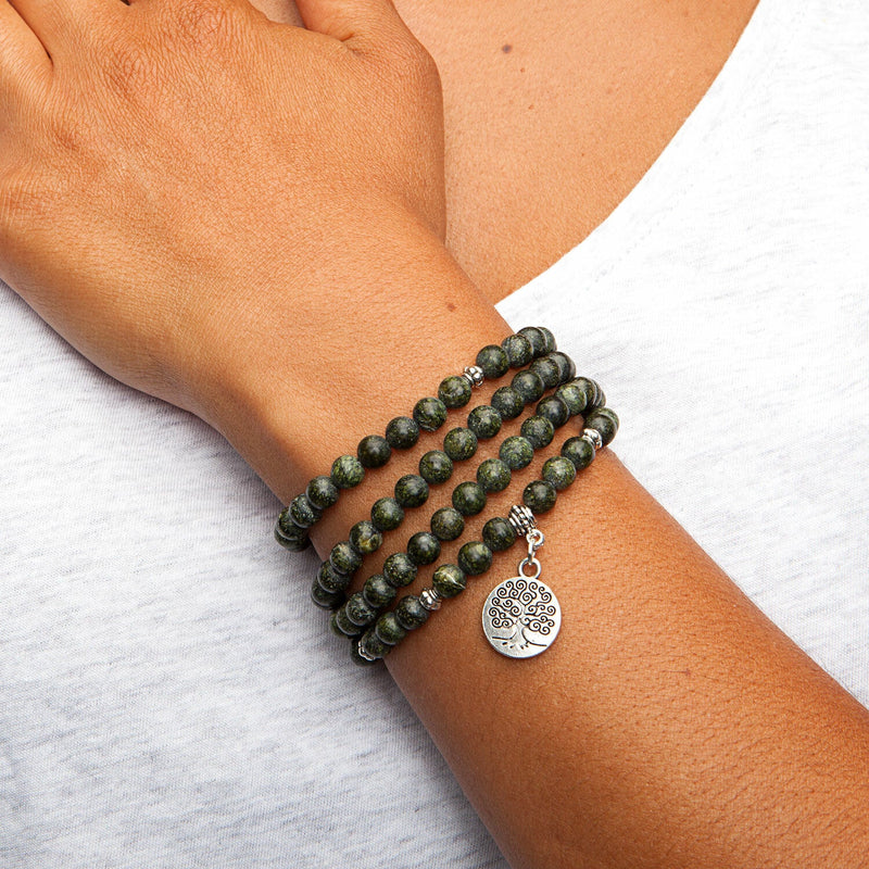 Mala Long Armband, Green Serpentine (modesmycken)