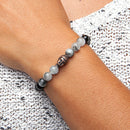 Mala armband, Black Rutilated Quartz & Black Agate