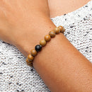 Mala armband, träpärlor med svart agat