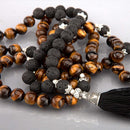 Mala - Tigeröga med svart tofs, 108 pärlor