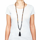 Mala - Tigeröga med svart tofs, 108 pärlor