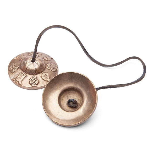 Tibetanska cymbaler med ornament, 7,5 cm