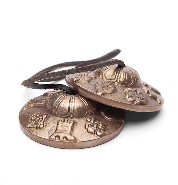 Tibetanska cymbaler med ornament, 7,5 cm