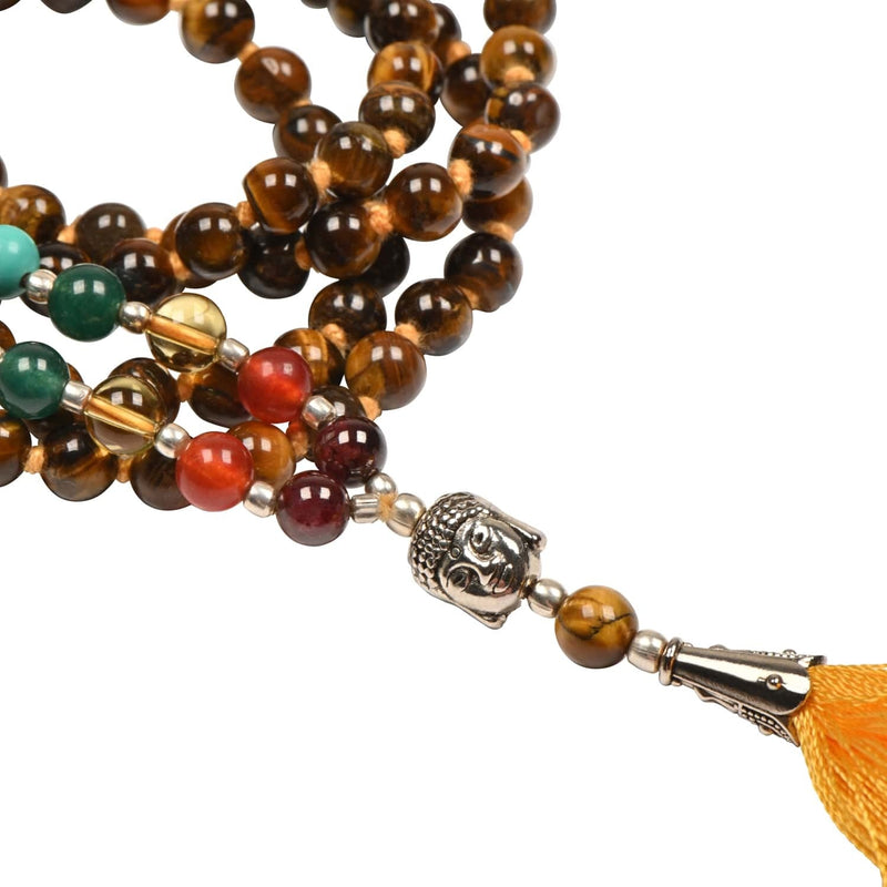 Mala - 7 Chakras Tiger Eye, 108 pärlor