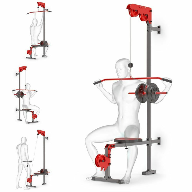 Väggmonterad Lat Pull-down Station med bänk