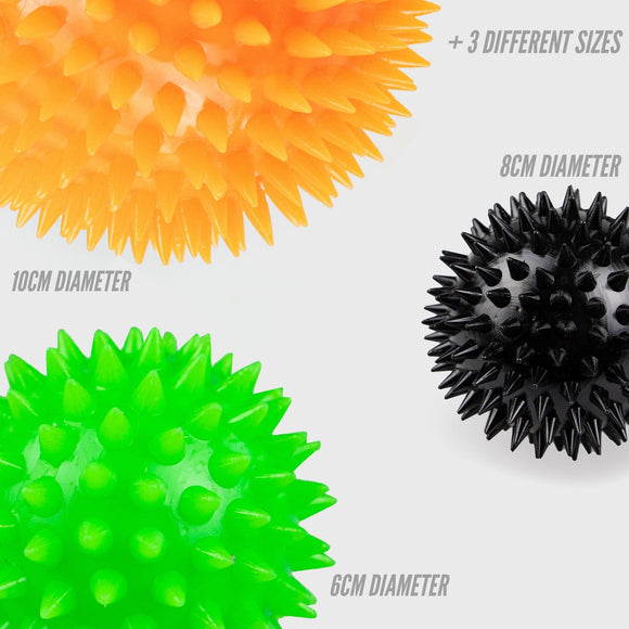 Set med 3 spetsiga massagebollar