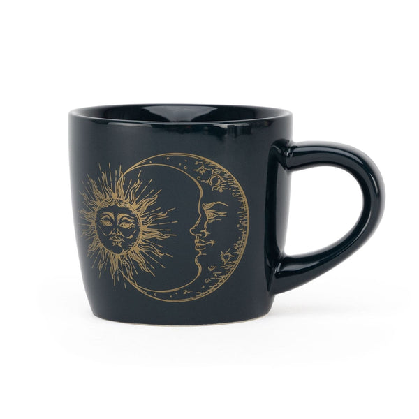 Keramisk mugg, sol och måne