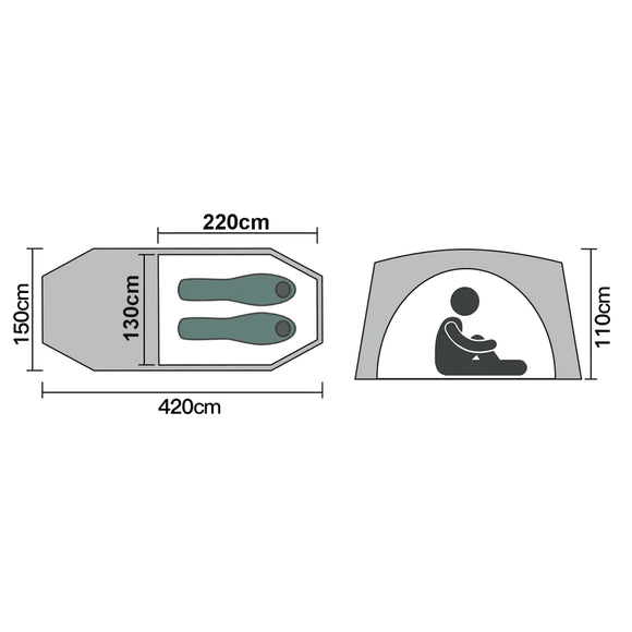 Duottar tunneltält för 2 personer